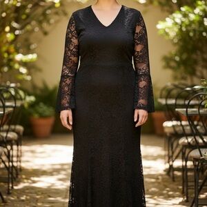 SHEIN Black Long Sleeve Lace Dress